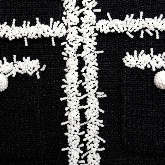 Self-Portrait Black Midi Dress with White Accents - Picture 5 of 12